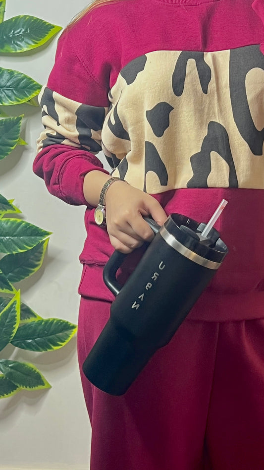 Maroon Wild Printed Fleece Co-ord Set