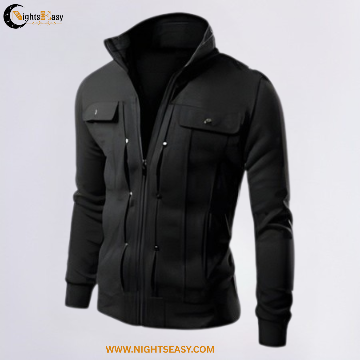 Black Mexican Fleece Jacket for Men with Front Pocket