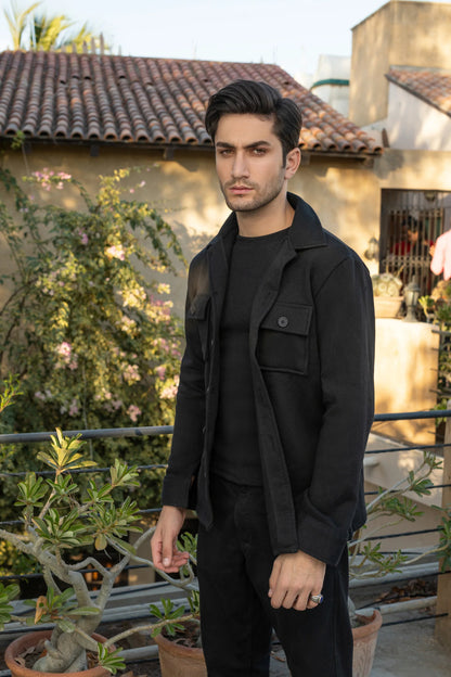 Black Men's Winter Warm Shacket