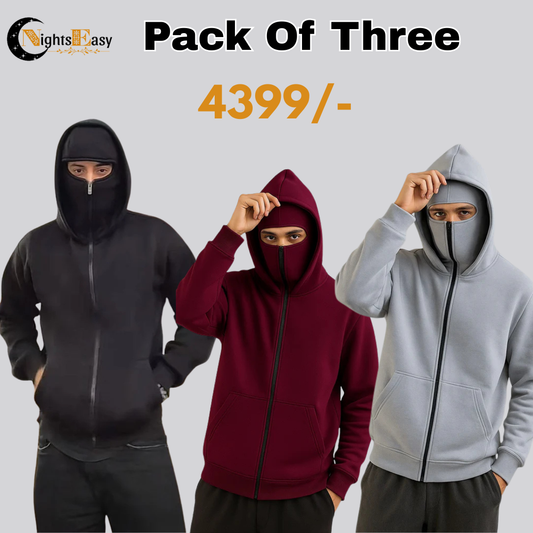 Pack Of Three Balaclava Ninja Hoddie  (B.M.G)