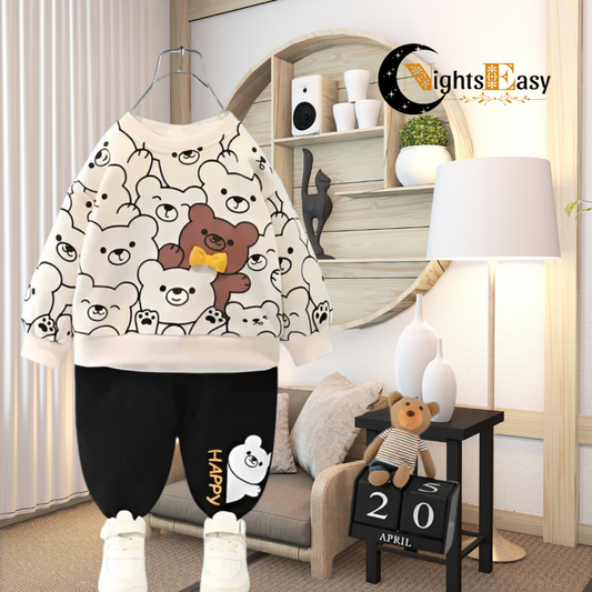 White Bears Print Sweatshirt With Trouser For Kids (2 Piece)