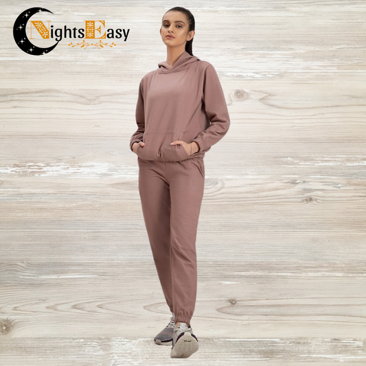 Tea Pink Warm Hoodie And Pant Co-ord Set