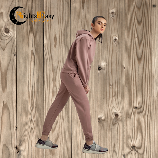 Tea Pink Warm Hoodie And Pant Co-ord Set