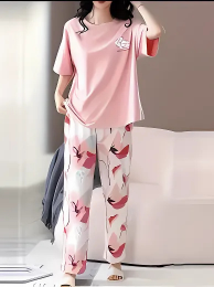 Long Leaf Printed Night Suit