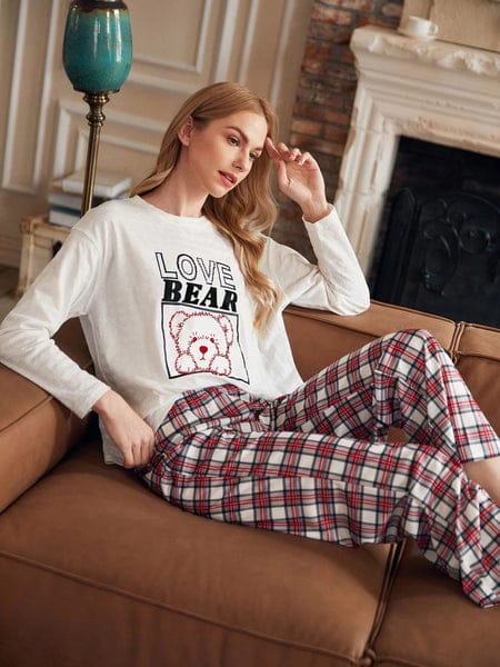 Love Bear Printed Night Suit