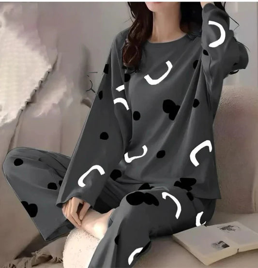 Charcoal Pattern Printed Night Suit