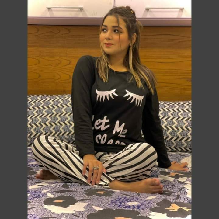 Black Let Me sleep Printed  Night Suit