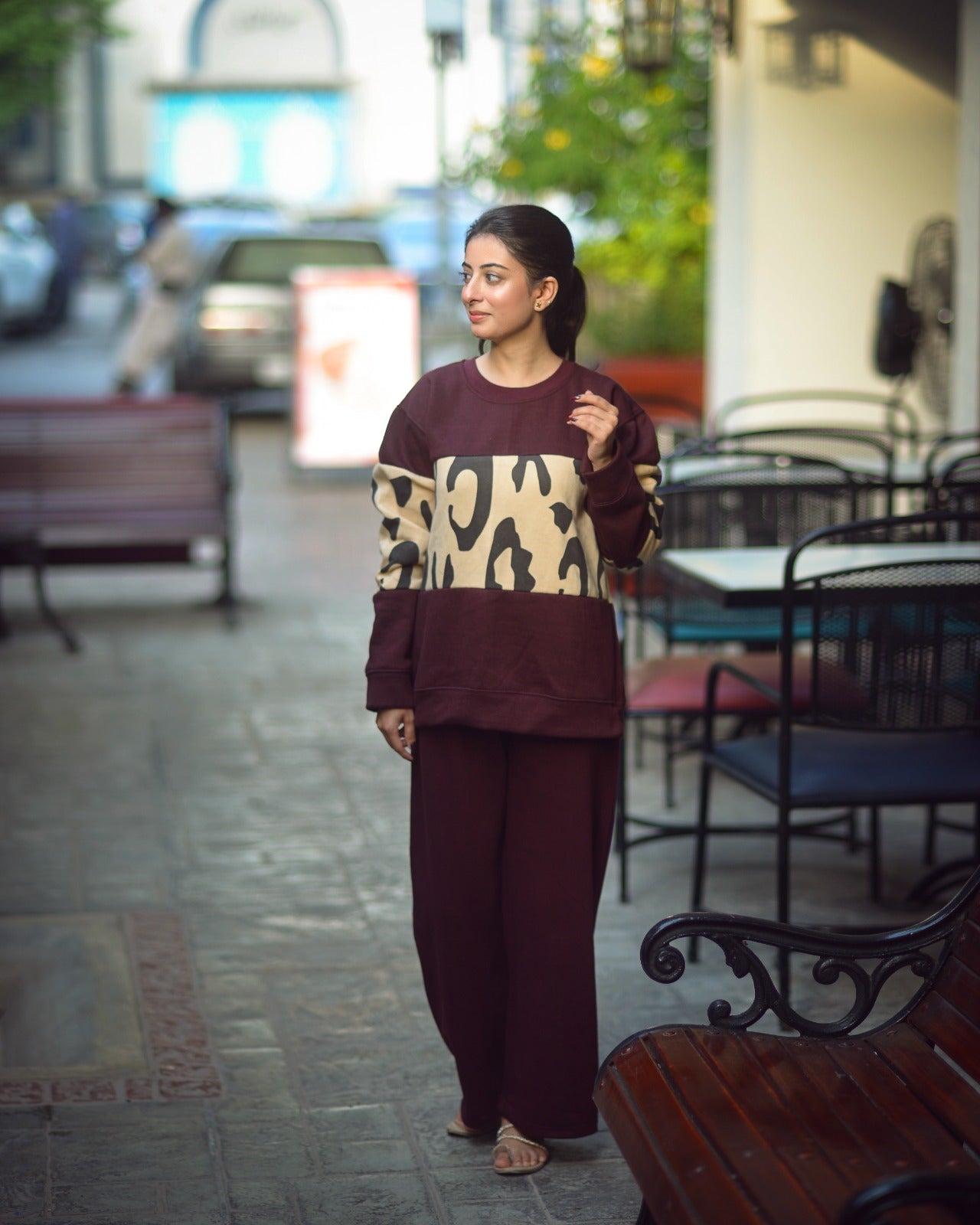 Brown Wild Printed Fleece Co-ord Set