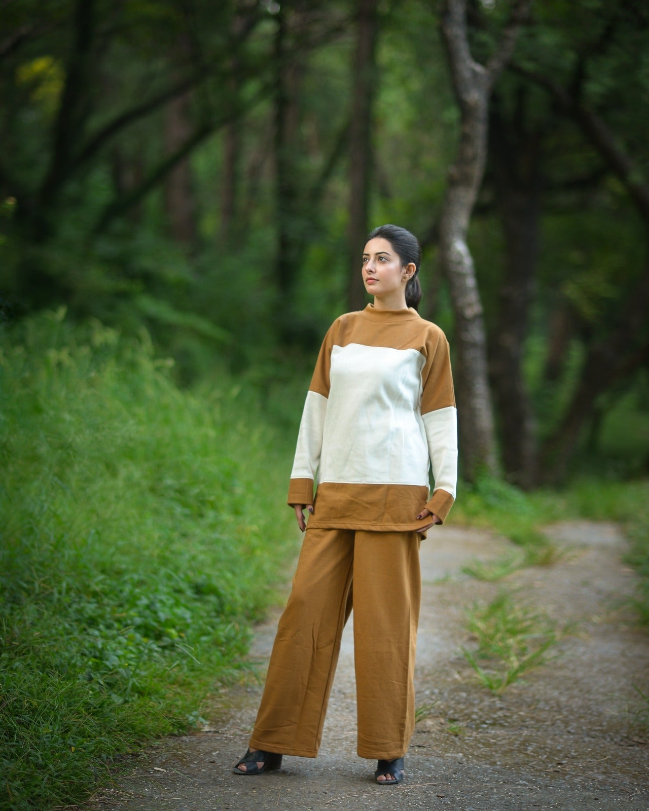 Camel Panel Style Co-Ord Sets For Women