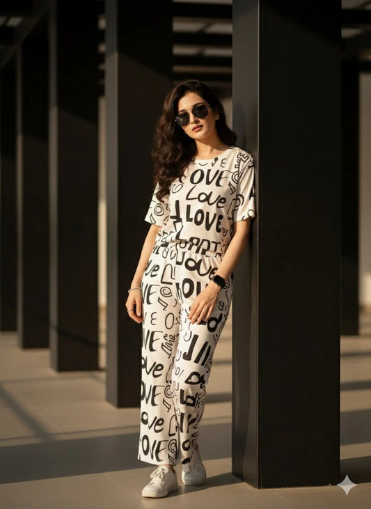 Drop Shoulder Printed Night Suit