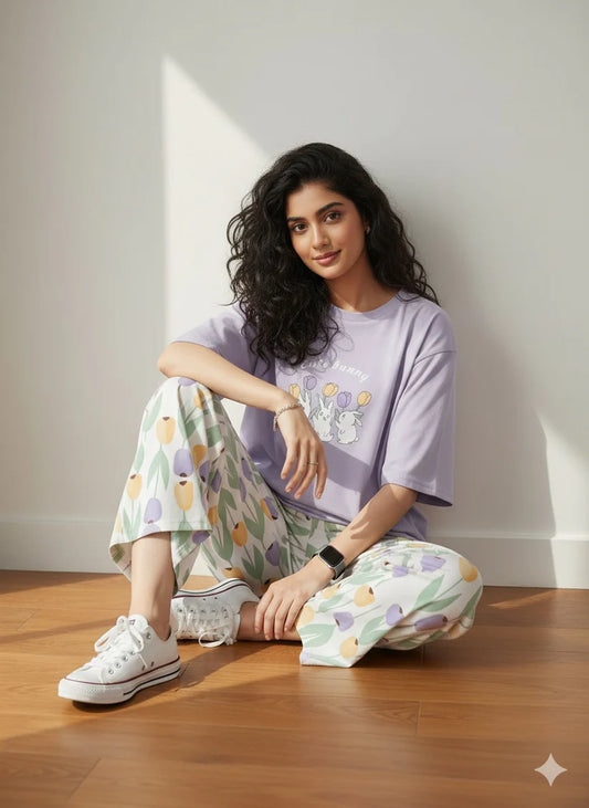 Cute Bunny  Printed Night Suit