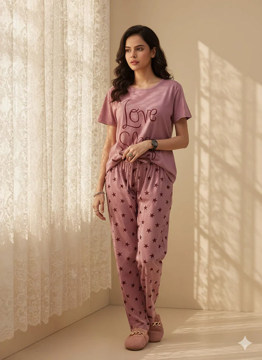 Love Sleep Printed  Night Suit