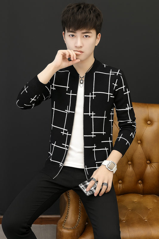 Black Printed Zipper Jacket