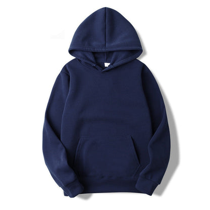 Navy Blue Basic Kangaroo Hoodie for Women