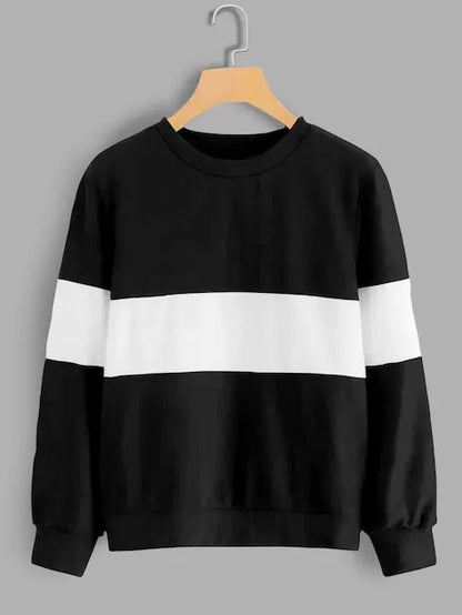 Zebra Black And White Block Sweatshirt For Women