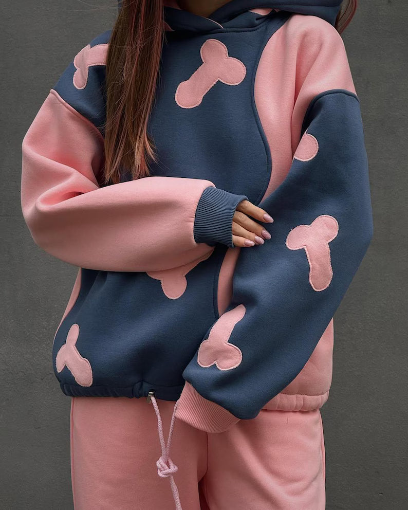 Navy Blue with Pink Mushroom Printed Co-Ord Set