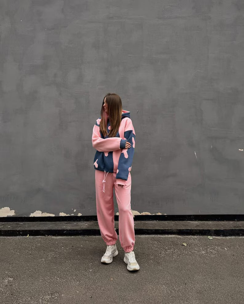 Navy Blue with Pink Mushroom Printed Co-Ord Set