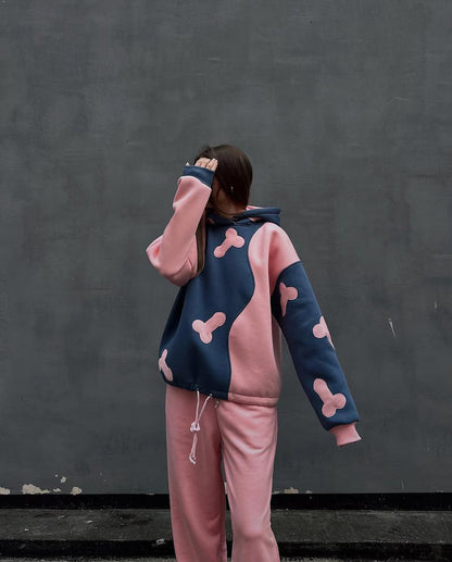 Navy Blue with Pink Mushroom Printed Co-Ord Set