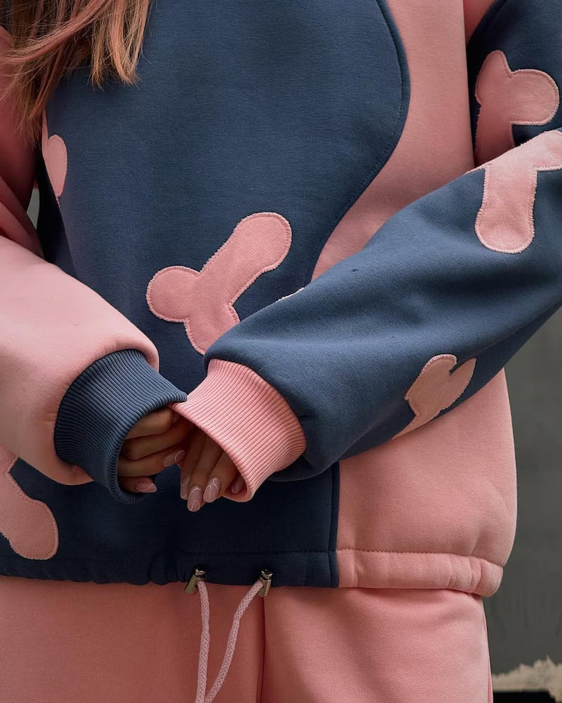 Navy Blue with Pink Mushroom Printed Co-Ord Set