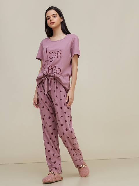 Love Sleep Printed  Night Suit