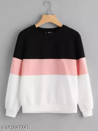 Black Pink And White Block Sweatshirt For Women