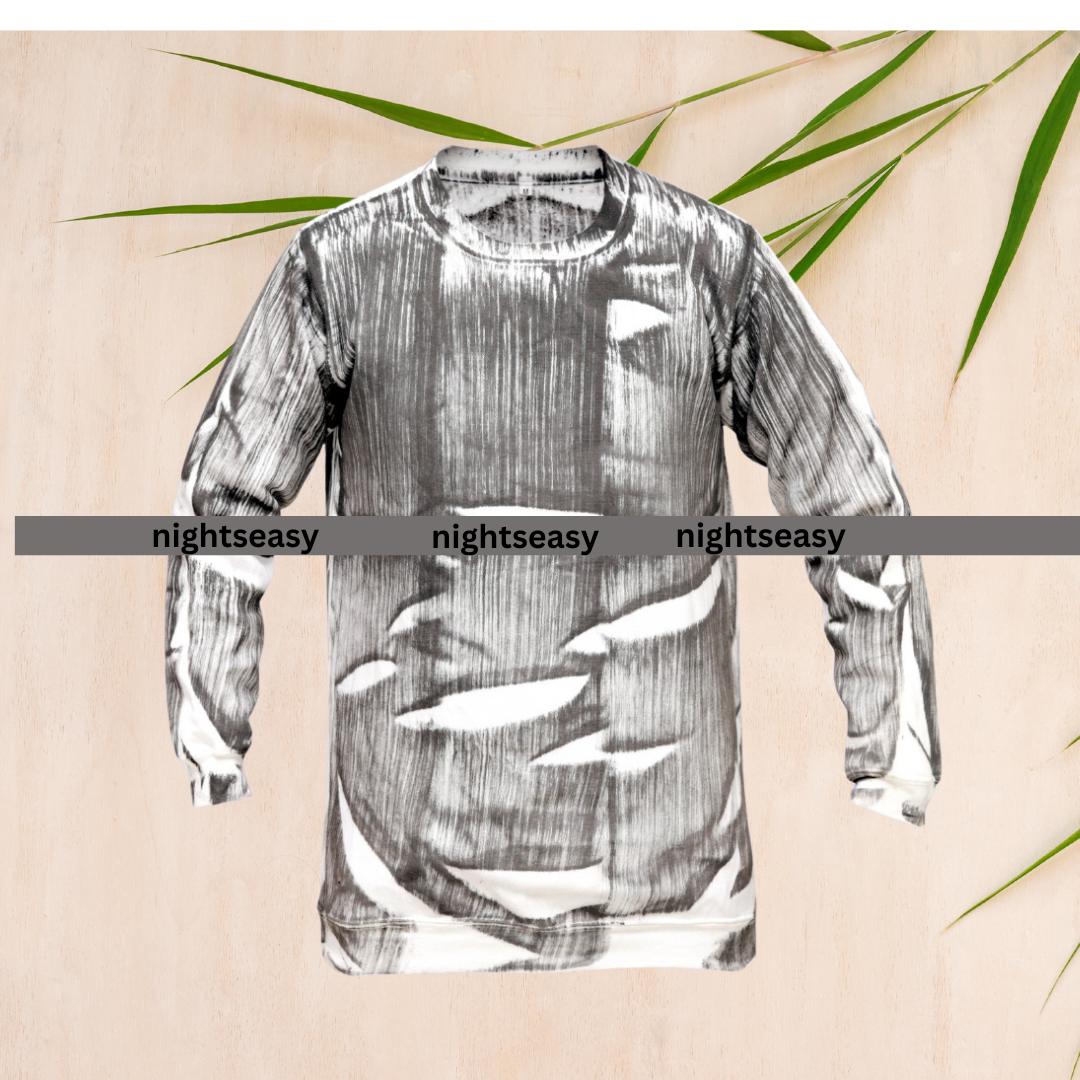 White & Black Printed Sweat Shirt For Unisex